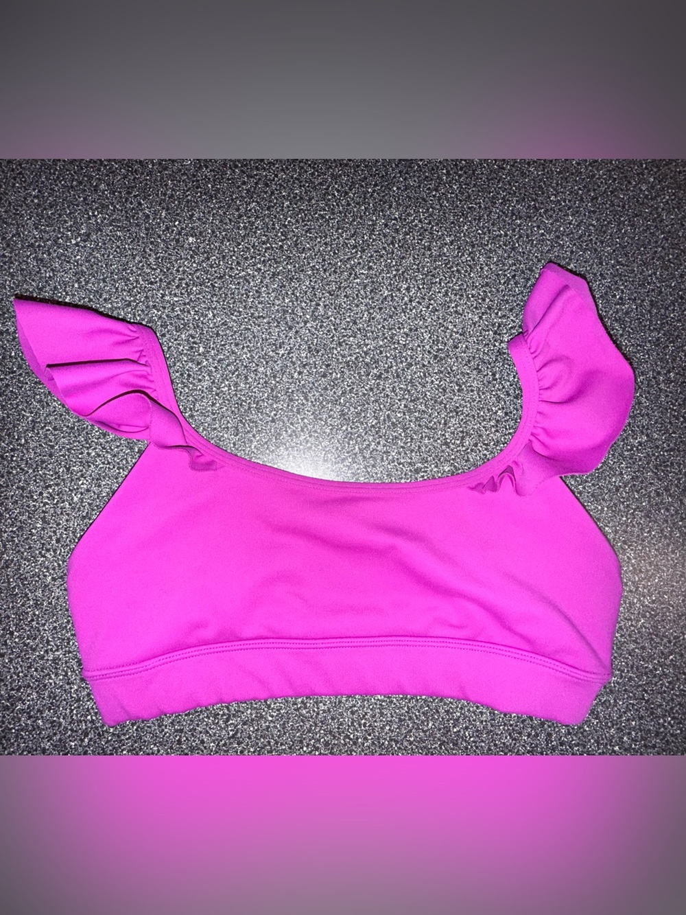 Jo & Jax Bright Magenta Ruffle-Shoulder Dance Top Size Youth XL